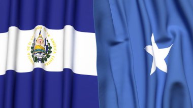 EL SALVADOR ve SOMALYA bayrakları gerçekçi kumaş dokusuyla