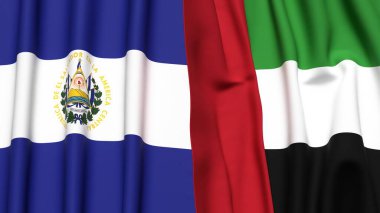 EL SALVADOR ve BAE bayrakları gerçekçi kumaş dokusuyla