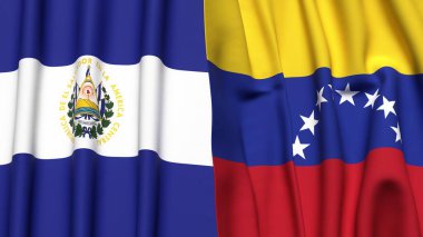 EL SALVADOR ve Venezuela bayrakları gerçekçi kumaş dokusuyla
