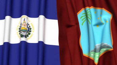 EL SALVADOR ve Batı Hint Adaları bayrakları gerçekçi kumaş dokusuyla