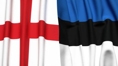 İngiltere ve Estonya bayrakları gerçekçi kumaş dokusuyla