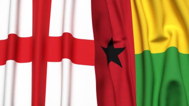 İngiltere ve Guinea-BISSAU bayrakları gerçekçi kumaş dokusuyla