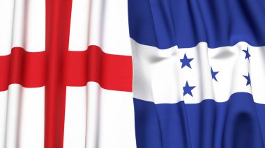 İngiltere ve HONDURAS bayrakları gerçekçi kumaş dokusuyla