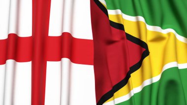 İngiltere bayrakları ve gerçekçi kumaş dokusuna sahip GUYANA