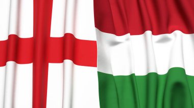 İngiltere bayrakları ve gerçekçi kumaş dokusuna sahip HUNGARY