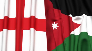 İngiltere ve JORDAN bayrakları gerçekçi kumaş dokusuna sahip