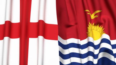 İngiltere ve KIRIBATI bayrakları gerçekçi kumaş dokusuyla