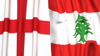 İngiltere bayrakları ve gerçekçi kumaş dokusuna sahip LEBANON