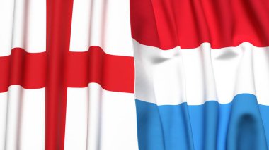 İngiltere ve LUXEMBOURG bayrakları gerçekçi kumaş dokusuyla