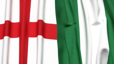 İngiltere ve NIGERIA bayrakları gerçekçi kumaş dokusuyla