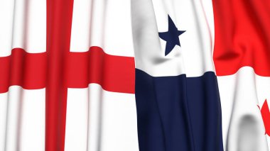 İngiltere ve Panama bayrakları gerçekçi kumaş dokusuyla