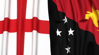 İngiltere ve PAPUA 'nın bayrakları Gerçekçi kumaş dokusuna sahip yeni GUINEA