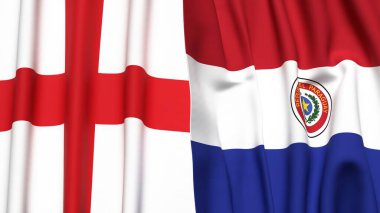İngiltere ve Paraguay bayrakları gerçekçi kumaş dokusuyla