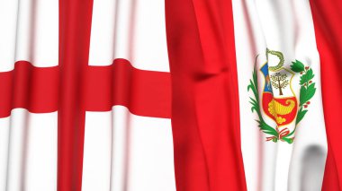 İngiltere ve Peru 'nun gerçekçi kumaşlı bayrakları