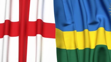 İngiltere ve Rwanda bayrakları gerçekçi kumaş dokusuyla