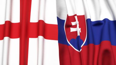 İngiltere ve SLOVAKIA bayrakları gerçekçi kumaş dokusuyla