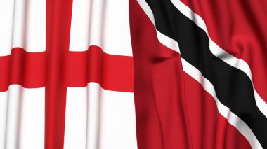 İngiltere ve TRINIDAD bayrakları gerçekçi kumaş dokusuyla