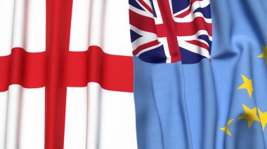 İngiltere ve TUVALU bayrakları gerçekçi kumaş dokusuyla