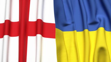 İngiltere bayrakları ve gerçekçi kumaş dokusuna sahip UKRAINE