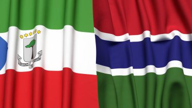 Gerçek kumaş dokusuna sahip Eşitlikçi Guinea ve GAMBIA bayrakları
