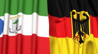 Gerçek kumaş dokusuna sahip Eşitlikçi Guinea ve Almanya bayrakları