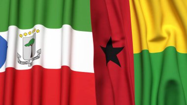 Eşitlikçi Guinea ve Gine-BISSAU bayrakları gerçekçi kumaş dokusuyla