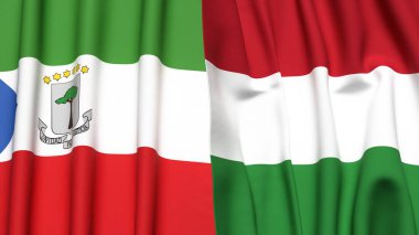 Eşitlikçi Guinea bayrakları ve gerçekçi kumaş dokusuna sahip HUNGARY