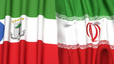 Eşitlikçi Guinea bayrakları ve gerçekçi kumaş dokusuna sahip İranca