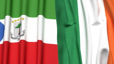 Eşitlikçi Guinea ve IRELAND bayrakları gerçekçi kumaş dokusuyla