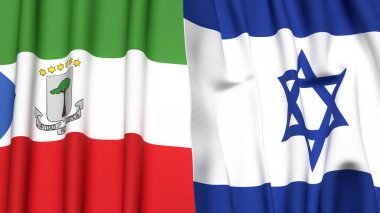 Eşitlikçi Guinea ve İsrail bayrakları gerçekçi kumaş dokusuyla