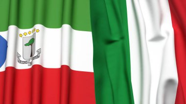 Eşitlikçi Guinea bayrakları ve gerçekçi kumaş dokusuna sahip İtalyanlık