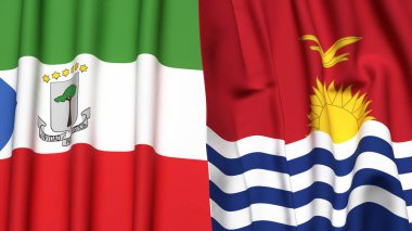 Eşitlikçi Guinea ve KIRIBATI bayrakları gerçekçi kumaş dokusuyla