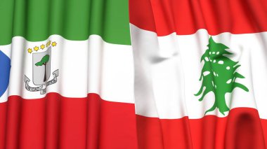 Eşitlikçi Guinea bayrakları ve gerçekçi kumaş dokusuna sahip LEBANON