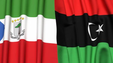 Eşitlikçi Guinea bayrakları ve gerçekçi kumaş dokusuna sahip LIBYA