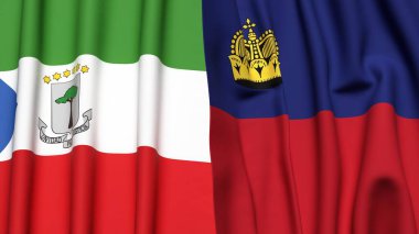 Eşitlikçi Guinea bayrakları ve gerçekçi kumaş dokusuna sahip LIECHTENSTEIN