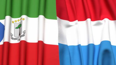 Eşitlikçi Guinea ve LUXEMBOURG bayrakları gerçekçi kumaş dokusuyla