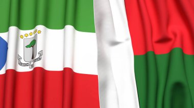 Eşitlikçi Guinea ve MADAGASCAR bayrakları gerçekçi kumaş dokusuyla