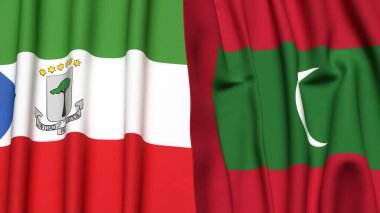 Eşitlikçi Guinea bayrakları ve gerçekçi kumaş dokusuna sahip Maldivler