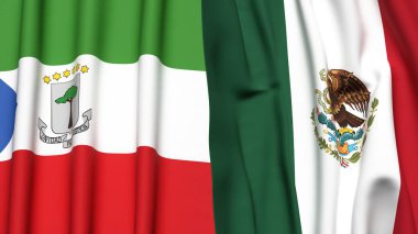 Eşitlikçi Guinea ve Meksiko bayrakları gerçekçi kumaş dokusuyla
