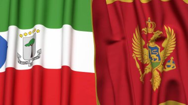 Eşitlikçi Guinea ve MonteneGRO bayrakları gerçekçi kumaş dokusuyla