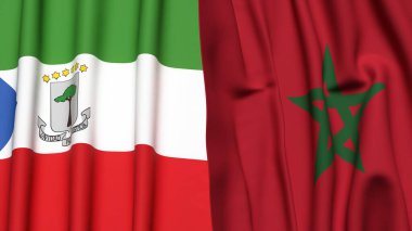 Eşitlikçi Guinea ve MoroCCO bayrakları gerçekçi kumaş dokusuyla