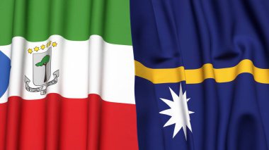 Gerçek kumaş dokusuna sahip Eşitlikçi Guinea ve NAURU bayrakları