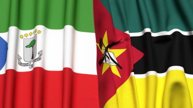 Eşitlikçi Guinea bayrakları ve gerçekçi kumaş dokusuna sahip MOZAMBIQUE