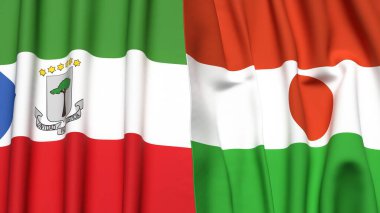 Eşitlikçi Guinea bayrakları ve gerçekçi kumaş dokusuna sahip NIGER