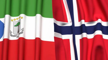 Eşitlikçi Guinea ve Norrway bayrakları gerçekçi kumaş dokusuyla