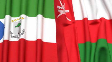 Eşitlikçi Guinea bayrakları ve gerçekçi kumaş dokusuna sahip OMAN