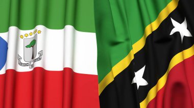 Eşitlikçi Guinea bayrakları ve gerçekçi kumaş dokusuna sahip Aziz Kediler