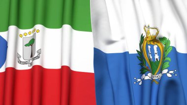 Eşitlikçi Guinea bayrakları ve gerçekçi kumaş dokusuna sahip SAN MARINO