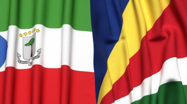 Eşitlikçi Guinea bayrakları ve gerçekçi kumaş dokusuna sahip SEYCHELLES