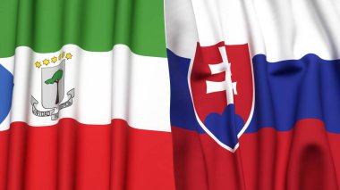 Eşitlikçi Guinea ve SLOVAKIA bayrakları gerçekçi kumaş dokusuyla